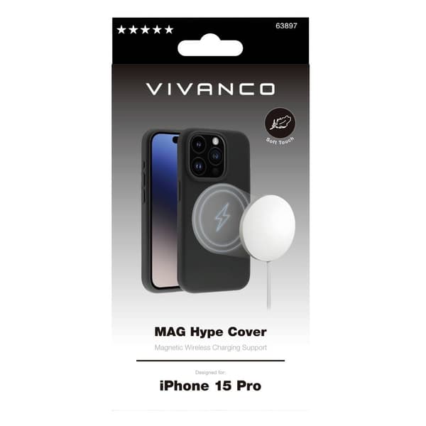 Vivanco MHCVVIPH15PBK Backcover Apple iPhone 15 Pro MagSafe-kompatibel, Stänkvattenskyddad, Dammtätt, Vattenavvisande 6