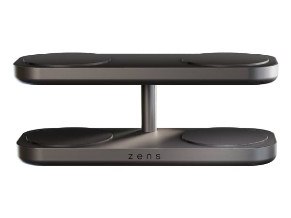 ZENS Quattro Charger Pro 4 - Trådløst ladestativ + AC-strømadapter - 15 watt - 4 utgangskontakter (magnetisk) - svart