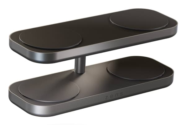 ZENS Quattro Charger Pro 4 - Trådløst ladestativ + AC-strømadapter - 15 watt - 4 utgangskontakter (magnetisk) - svart