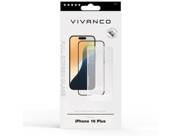 Vivanco 64234, Apple, iPhone 16 Plus, Støtbestandig, Skittbestandig, Slagbestandig, Ripebestandig, Sort, Gjennomsiktig, 1 stykker