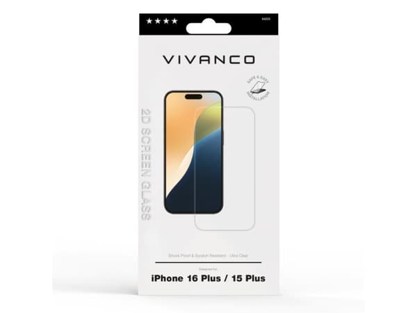 Vivanco 64233, Apple, iPhone 16 Plus, Stötsäker, Smutsavvisande, Reptålig, Stöttålig, Transparent, 1 styck