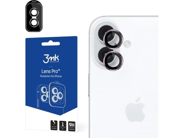 3MK Lens Protection Pro, Apple, iPhone 16 Plus, iPhone 16, Reptålig, Rosa, Transparent, 1 styck