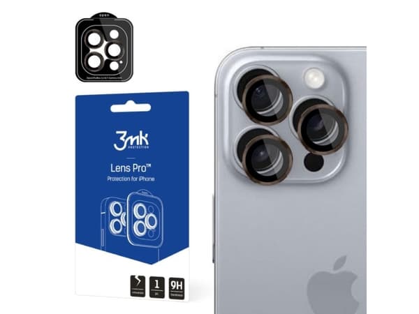 3MK Lens Protection Pro, Apple, iPhone 16 Pro Max, iPhone 16 Pro, Reptålig, Brun, Rosa, Transparent, 1 styck