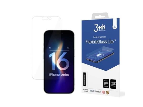 3MK FlexibleGlass Lite, Apple, iPhone 16 Pro, Slagtålig, Transparent, 1 styck