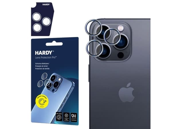 3MK Hardy Lens Protection Pro, Apple, iPhone 16 Pro Max, iPhone 16 Pro, Reptålig, Splitterskyddad, Silver, Titan, Transparent, 1 styck