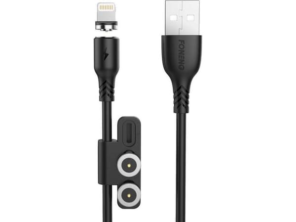 Foneng X62 3-in-1 USB cable with magnet (black)