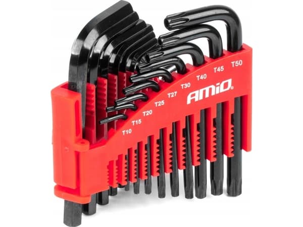 Klucze imbus hex torx crv imbusy sett svart 22 stk. amio-04297