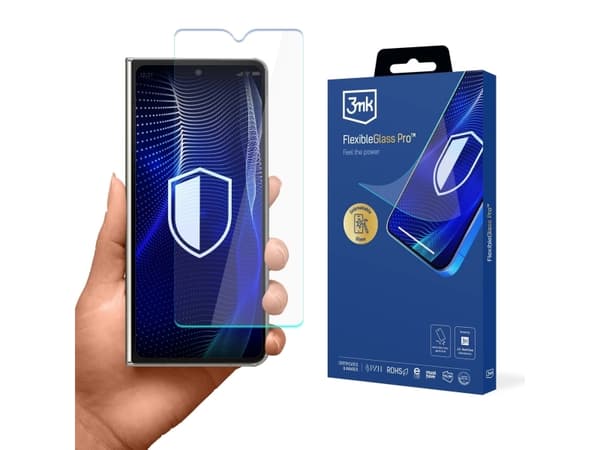 3MK FlexibleGlass Pro, Samsung, Galaxy Z Fold 6, Fallbestandig, Slagbestandig, Ripebestandig, Knusesikker, Temperatursikker, 1 stykker