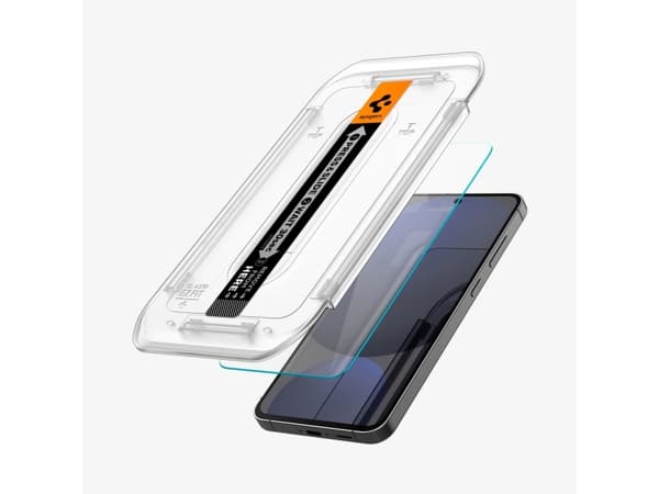 Spigen GLAS.tR EZ Fit, Samsung, Galaxy S24 FE, iskunkestävä, naarmuuntumaton, läpinäkyvä, 1 kpl