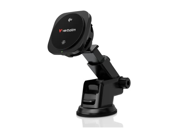 Verbatim Charge 'n' Drive - Trådløs ladeholder for bil - Qi2 - 15 watt - Fast Charge Sort