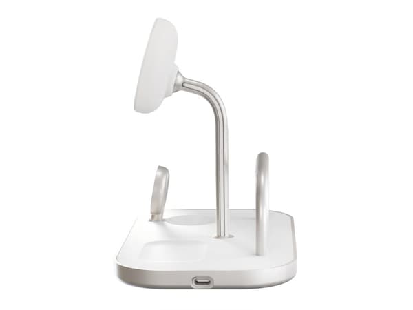 ZENS 4-in-1 Magnetic + Watch Wireless Charger - Trådløst ladestativ + AC-strømadapter - 65 watt - Fast Charge - hvit/sølv