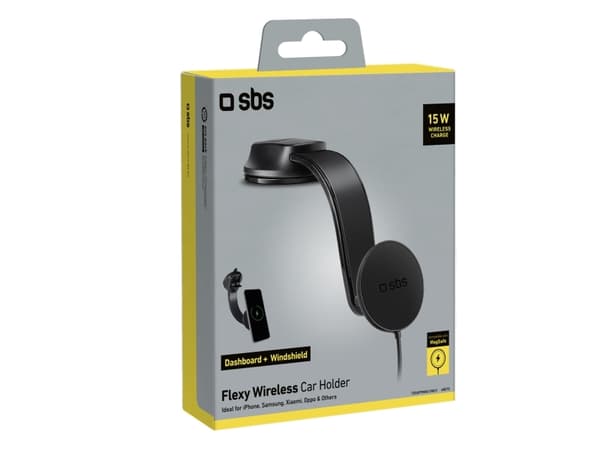 Smarttelefonholder med induktiv lader SBS TESUPPMAG15W2115W kompatibel med MagSafe - svart