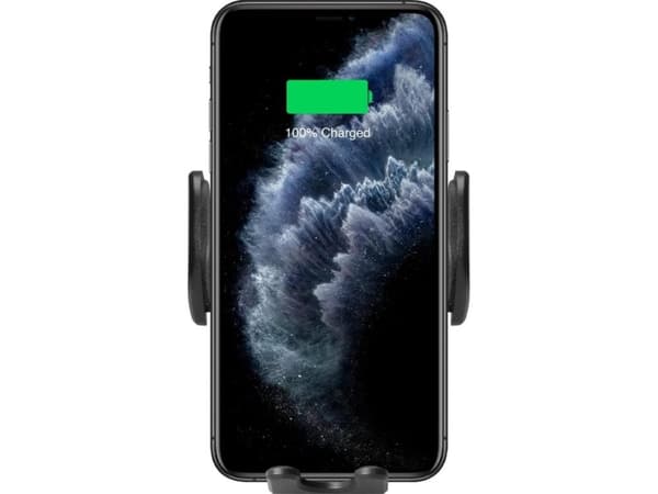 SBS Automatisk bilhållare med QI snabbladdare 15W, Mobiltelefon/Smartphone, Aktiv hållare, Bil/utomhus, Svart Svart