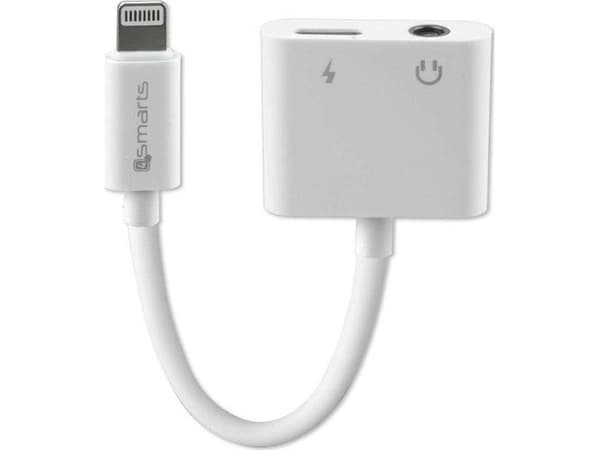 4smarts SoundSplit - Belysning til hodetelefonsjakk / ladeadapter - Lightning hann til minijakk, Lightning hunn - 65 mm