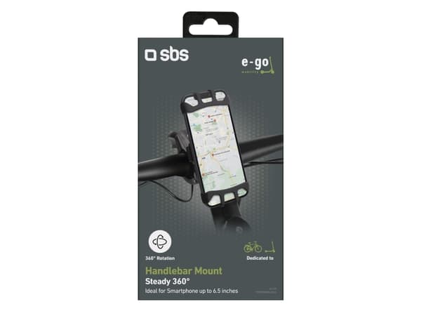 E-Go Holder 360° Rot Electric Scooter/Bike iki 6.5" By SBS Juodas