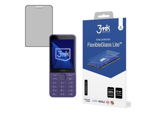 3MK FlexibleGlass Lite, Nokia, 215 4G, 235 4G, Slagtålig, Reptålig, Svart, Transparent, 1 styck