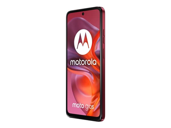 Motorola Moto G05 - 4G pekskärmsmobil - dual-SIM - RAM 4 GB / Internminne 128 GB - microSD slot - LCD-skärm - 6.67" - 1604 x 720 pixels (90 Hz) - rea Röd
