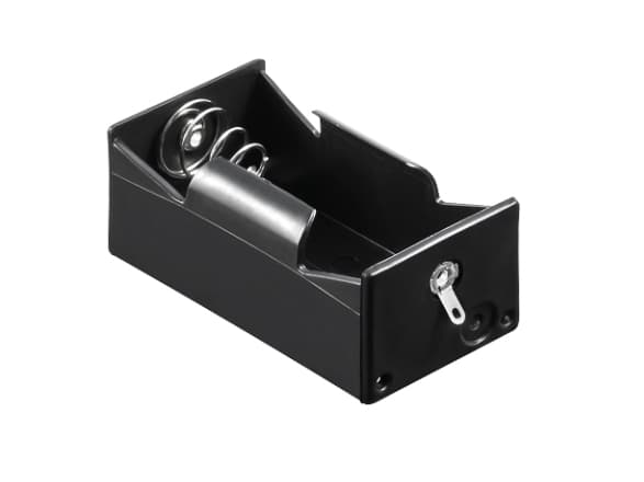 1x D (Mono) batteriholder - Flat terminal (U) type tilkobling Sort