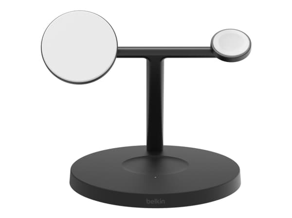 Belkin BoostCharge Pro 3-in-1 - Trådløst ladestativ - med Qi2 + AC-strømadapter - 15 watt - Fast Charge - svart