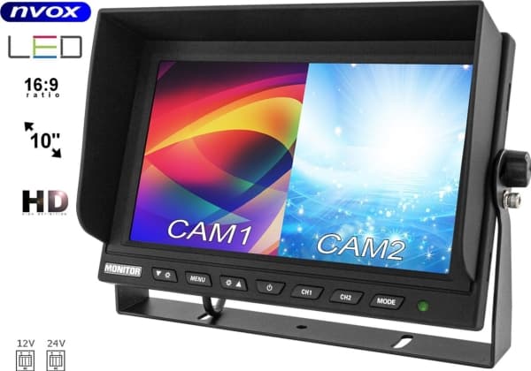 Nvox Monitor lcd 9cali med 2 kammer tilkobling 4pin 12v 24v