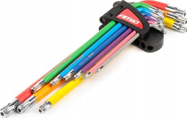 Torx nøkler ekstra lange unbrakonøkler 9 stk s2 amio-04301