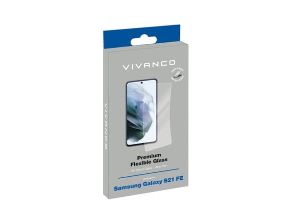 Vivanco Premium Flexible, Samsung, Galaxy S21 FE, Smutsavvisande, Slagtålig, Reptålig, Splitterskyddad, Transparent, 1 styck