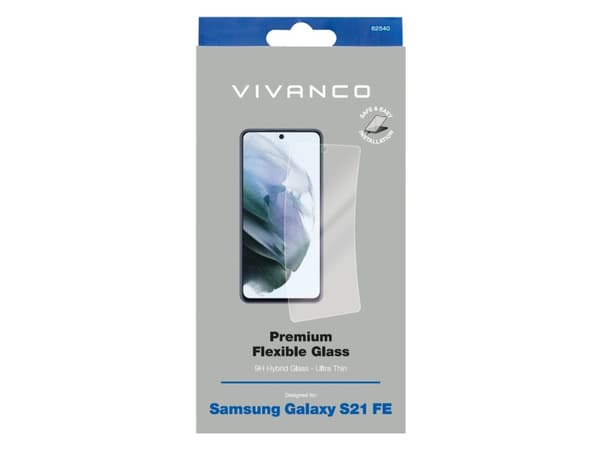 Vivanco Premium Flexible, Samsung, Galaxy S21 FE, Smutsavvisande, Slagtålig, Reptålig, Splitterskyddad, Transparent, 1 styck
