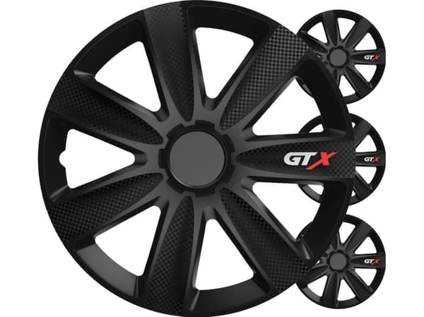Auton nokkapellit 4kpl setti gtx musta hiili 15" tuuman väri laatikko