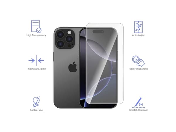 Renkforce RF-6615896, Apple, iPhone 16 Pro, Slagbestandig, Ripebestandig, Gjennomsiktig, 1 stykker