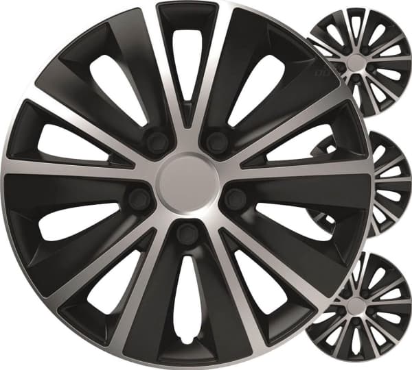 Auton napapihat 4kpl setti rapide musta ja hopea 16" tuuman värilaatikko