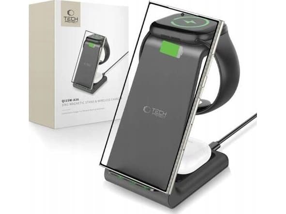 TECH-PROTECT QI15W-A36 3IN1 WIRELESS CHARGER FOR ANDROID BLACK