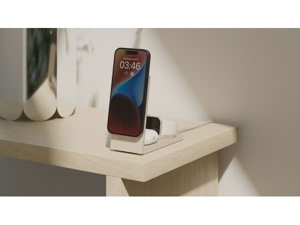 Native Union Rise 3-in-1 INT Qi2 langaton laturi - 15W Qi2 langaton laturi kolmelle MagSafe-yhteensopivalle laitteelle, adapteri ja EU- ja UK-pistokk