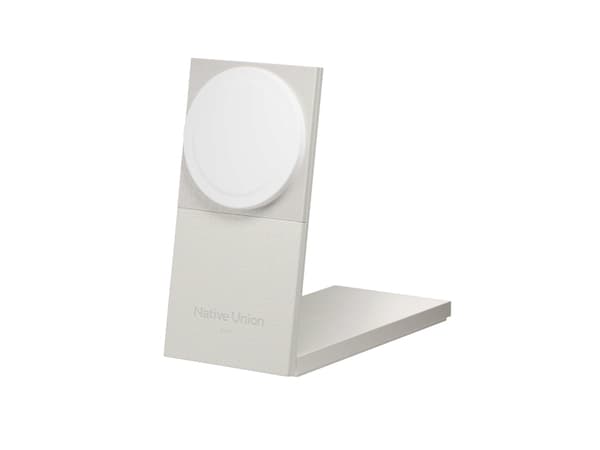 Native Union Rise 2-i-1 Qi2 trådløs lader - 15W Qi2 trådløs lader for to enheter som er kompatible med MagSafe (sandstein) Lysegrå