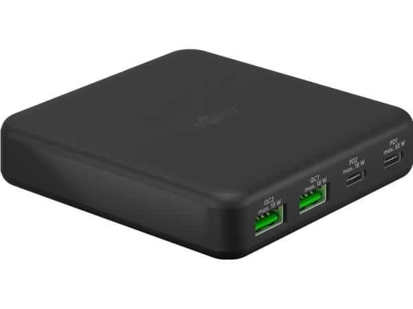 Goobay 4-ports USB GaN Oplader 65W PD Sort