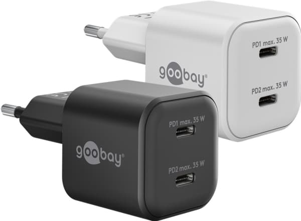 Dual USB-C™ PD GaN Nano snabbladdare (35 W) svart - Färgversion svart