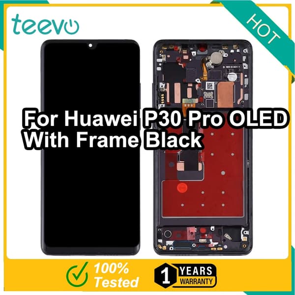OLED-skærm til Huawei P30 Pro, kapacitiv berøring, holdbart materiale,OLED med ramme