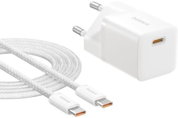 Baseus P10110909213-01 USB-C GaN5 mini 25W verkkovirtalaturi valkoinen (P10110909213-01)