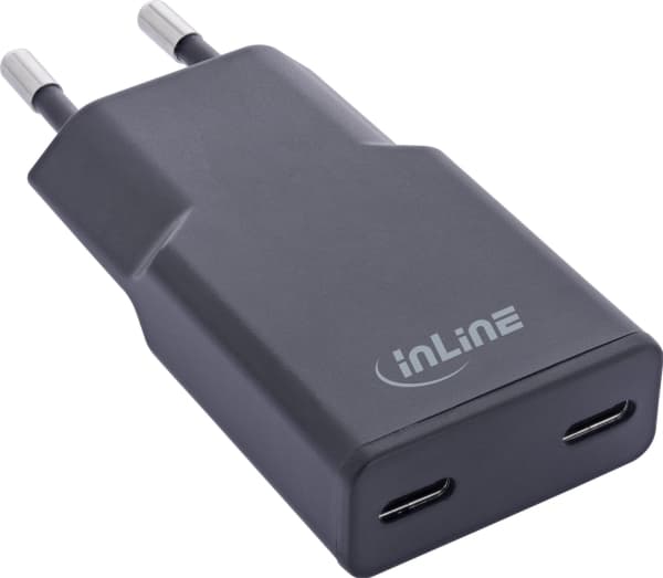 InLine® USB-virtalähdelaturi Dual USB-C, PD, PPS, 30W, musta musta