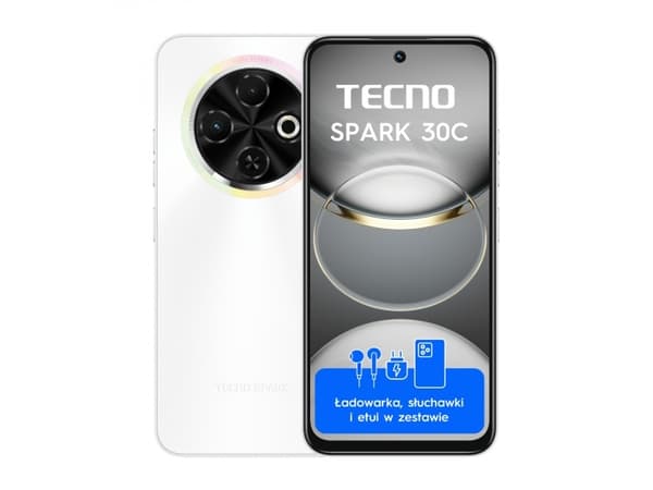 Smarttelefon Tecno Spark 30C 8/256 GB hvit (4894947051791)