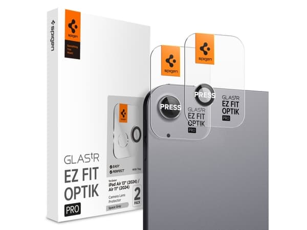 Spigen GLAS.tR EZ Fit Optik Pro 2PCS Glass for iPad Air 13-tommers M3/M2 / 11-tommers M3/M2 (2025/2024), kameralinsebeskytter, 9H, herdet glass, 2 st