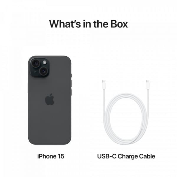 Apple iPhone 15 128 GB -telefon, svart (MTP03)