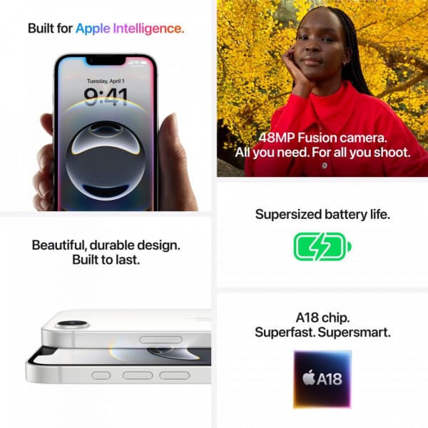 Apple iPhone 16e 256 GB -telefon, vit (MD1W4)