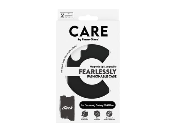 PanzerGlass CARE by Fashionable Case Black Samsung S24 Ultra, Samsung, Samsung - Galaxy S24 Ultra, Torr applicering, Reptålig, Stöttålig, Svart, 1 st