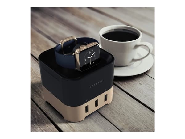Satechi ST-AWCSG, Sisätila, USB, 5 V, Langaton lataaminen, Musta, Kulta