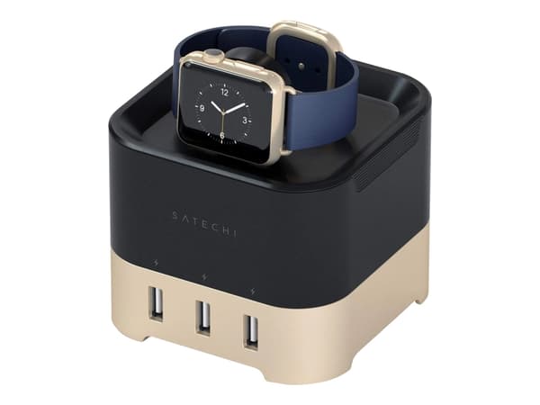 Satechi ST-AWCSG, Sisätila, USB, 5 V, Langaton lataaminen, Musta, Kulta