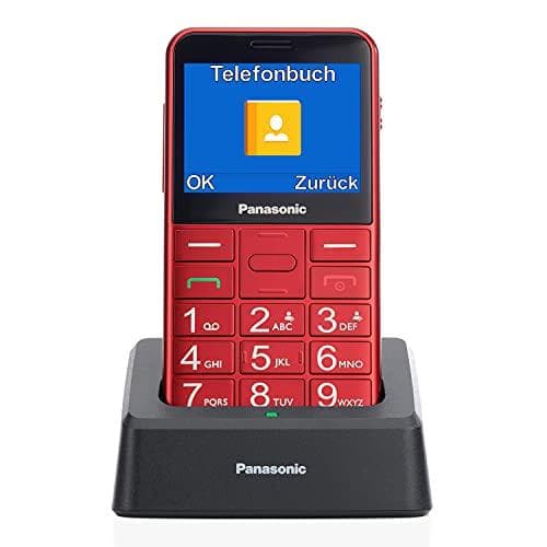 Panasonic KX-TU155EXRN senior mobiltelefon (SOS-nødknap, høreapparatkompatibel, lommelygtefunktion, store individuelle knapper for nem betjening, 2,3