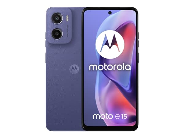 Motorola Moto E15 - 4G pekskärmsmobil - dual-SIM - RAM 2 GB / Internminne 64 GB - microSD slot - LCD-skärm - 6.67" - 1604 x 720 pixlar (90 Hz) - rear