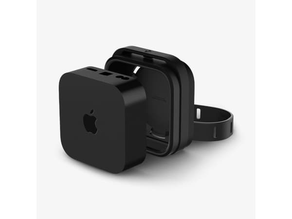 Spigen Apple TV 4K Silicone Fit Mount, Digital mediaspiller, Passiv holder, Innendørs, Sort