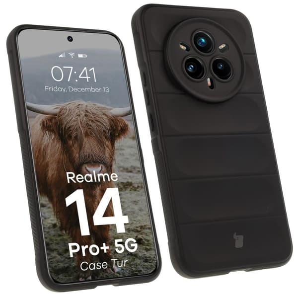 Bizon-cover Tur til Realme 14 Pro Plus 5G, sort