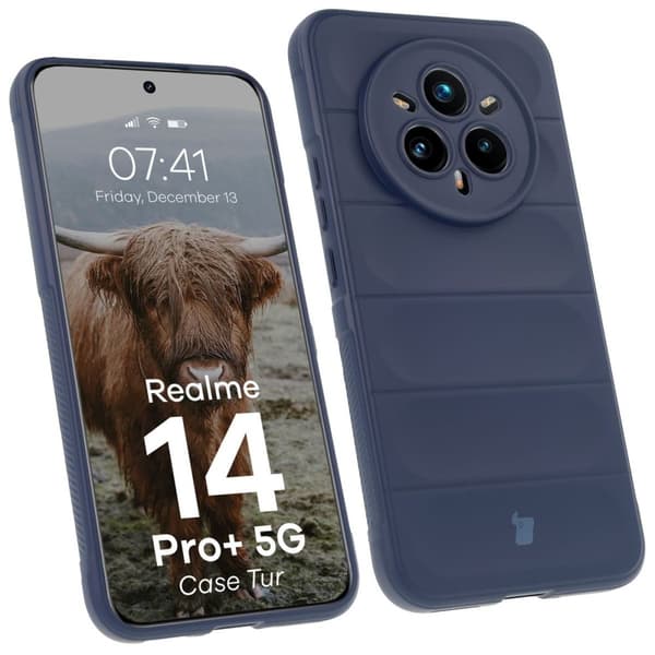 Bizon Case Tur Realme 14 Pro Plus 5G:lle, tummansininen